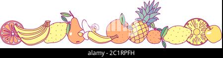 vector fruit panorama border frame clip art Stock Vector