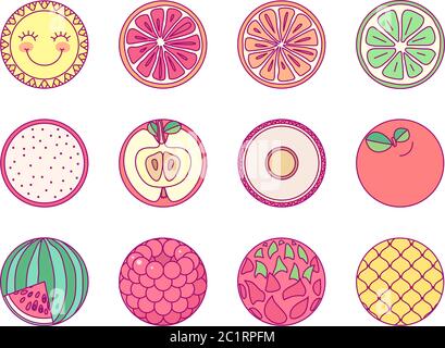 vector template cute round set. print for disposable tableware Stock Vector