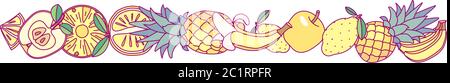 vector fruit panorama border frame clip art Stock Vector