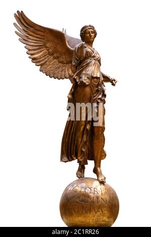 Beautiful young woman angel statue isolated on white background Stock Photo