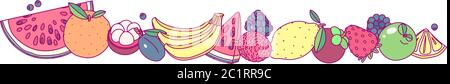 vector fruit panorama border frame clip art Stock Vector
