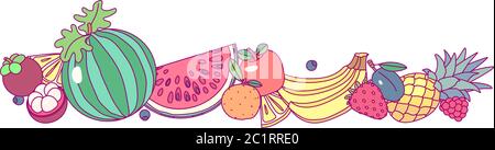 vector fruit panorama border frame clip art Stock Vector