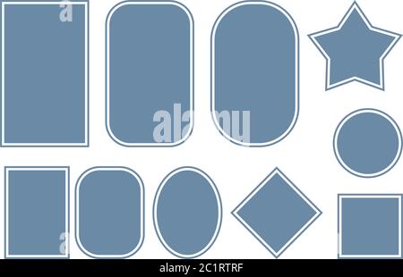 vector geometric label set. Outline frame. Simple design Stock Vector