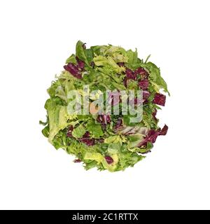 Mixed green and purple salad isolated on white Stock Photo