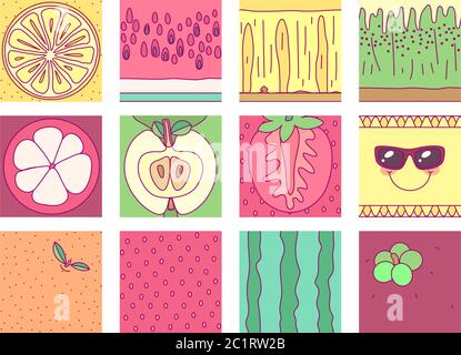 vector template fruit set. print for disposable tableware Stock Vector
