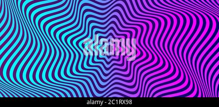 Opt illusion background. Optical illusion banner, distorted color lines. Vector illustration Stock Vector