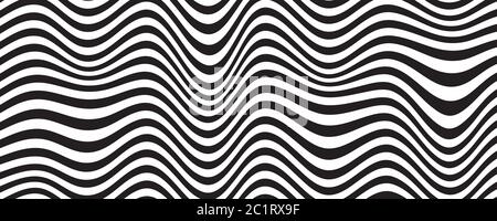 Distorted line background. Opt illusion pattern. Optical illusion of wide print. Vector illustration Stock Vector