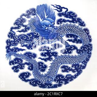 Chinese dragon painted on a ceramic vase Stock Photo