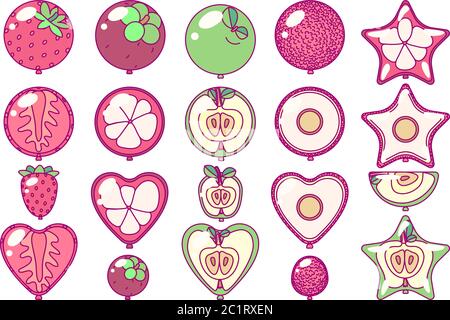 vector balloons set. Fruit summer party clip art Stock Vector