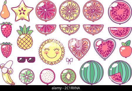 vector balloons set. Fruit summer party clip art Stock Vector