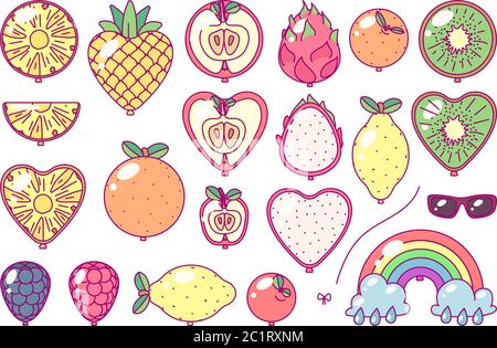 vector balloons set. Fruit summer party clip art Stock Vector