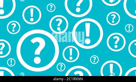 Questions and answers background. Seamless pattern with question and exclamation marks. Education pattern. Vector illustration Stock Vector
