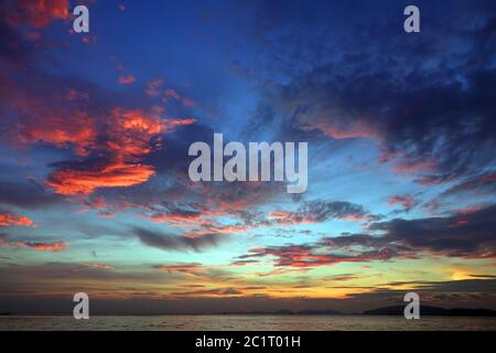 Sky background after tropical sea sunset Stock Photo