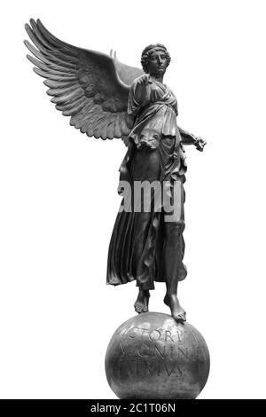 Beautiful young woman angel statue isolated on white background Stock Photo