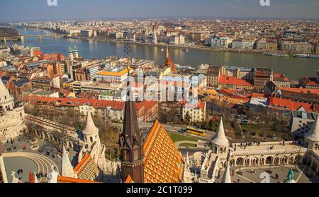 Budapest city panorama with Danube view, Hungary Stock Photo