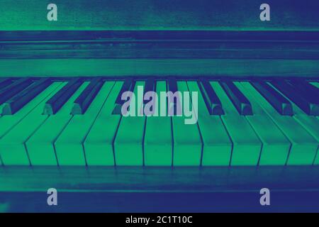 close-up view of the keys of a piano. Duotone effect Stock Photo
