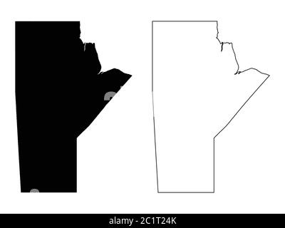 Manitoba Province and Territory of Canada. Black Illustration and Outline. Isolated on a White Background. EPS Vector Stock Vector