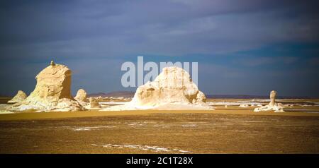 Abstract nature rock formations aka sculptures in White desert, Sahara, Egypt Stock Photo