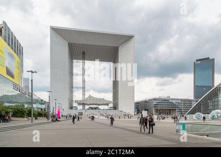 Paris, France, March 31 2017: Grand Arch in most important business district La Defense in Paris, France. Project to build the A Stock Photo