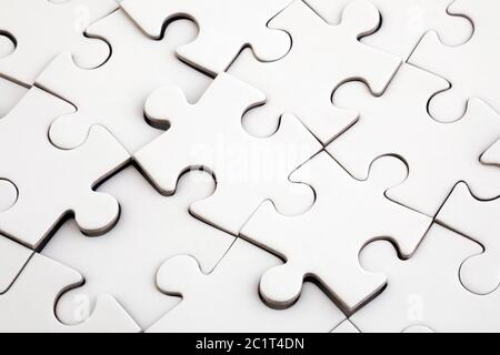 Top view of white jigsaw puzzle Stock Photo