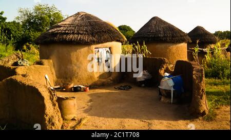 Traditional Ewe people village , Tatale region , Togo Stock Photo