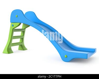 Blue green children slide toy 3D Stock Photo