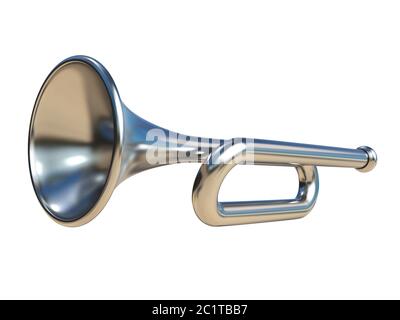 Simple silver trumpet 3D Stock Photo