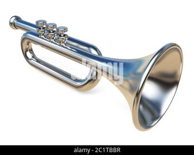 Simple silver trumpet 3D Stock Photo