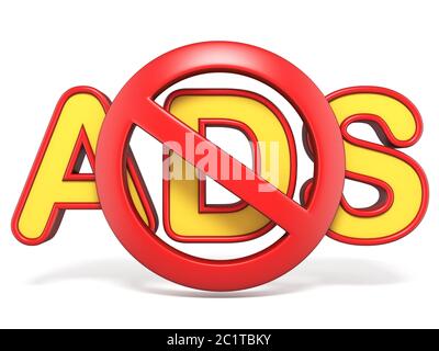 Forbidden sign with ADS text 3D Stock Photo