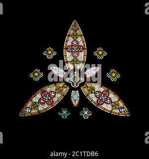Stained Triangular Window Identical Triangle shape stained glass window Stock Photo - Alamy