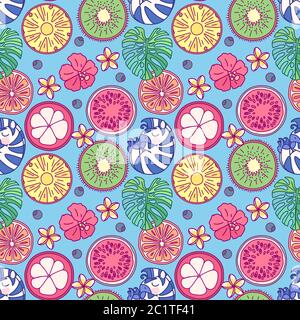 vector tropical food seamless pattern clip art Stock Vector