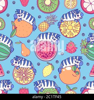 vector tropical food seamless pattern clip art Stock Vector