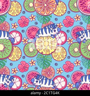 vector tropical food seamless pattern clip art Stock Vector