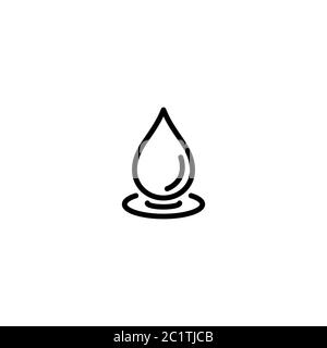 Black line water drop, drip or droplet. Watering pictogram. Rain, raindrop icon Isolated on white. wash icon. Vector illustration. Aqua, dew, splash s Stock Vector