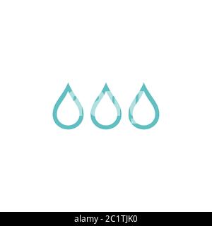 Three blue empty water drop, drip or droplet. Watering or absorb pictogram. Soak up quality. Rain, raindrop icon Isolated on white. wash icon. Vector Stock Vector