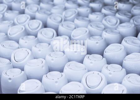 close up of deodorant plastic caps in supermarket Stock Photo