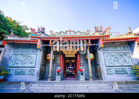 Ho Chi Minh city, Vietnam - JAN 05, 2020: Nghia An Temple (Hoi Quan Nghia An - Chua Ong), one of Chinese Pagoda, one of the oldest temples in Saigon, Stock Photo