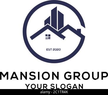 Mansion group logo design,creative real estate logo vector Stock Vector
