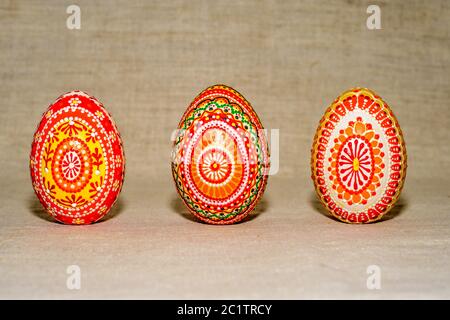 The Easter eggs, hand-painted with acrylic paints Stock Photo