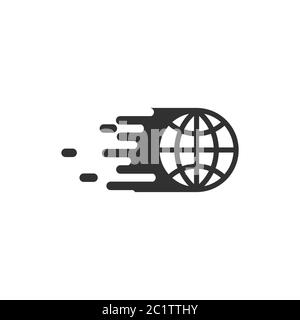 Motion Earth Logo with waterfall effect. Stock vector illustration isolated on white background. Stock Vector