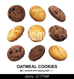 Oatmeal cookies isolated on white background Stock Photo