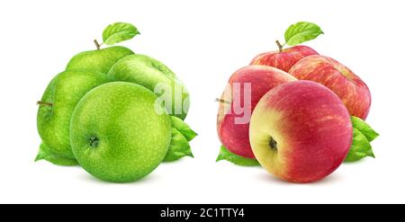 Green and red apples isolated on white background with clipping path Stock Photo