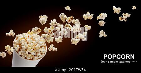 Popcorn in cardboard box Stock Photo