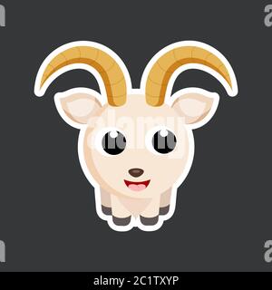 cute cartoon goat sticker vector illustration. Flat design. Stock Vector