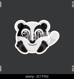 cute cartoon badger sticker vector illustration. Flat design. Stock Vector
