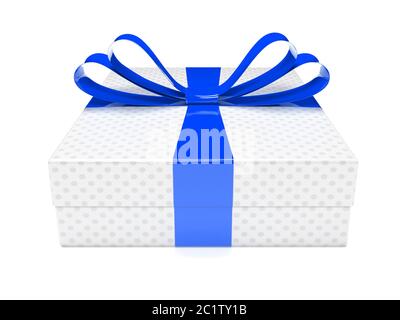 Free Photo  3d render blue gift box with ribbon male package