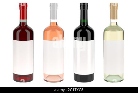 Wine bottles with blank labels Stock Photo