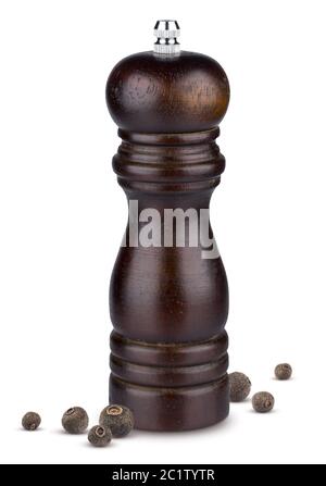 Pepper mill isolated on white background Stock Photo