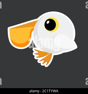 cute pelican sticker template in flat vector style Stock Vector