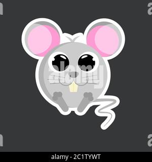 cute mouse sticker template in flat vector style Stock Vector
